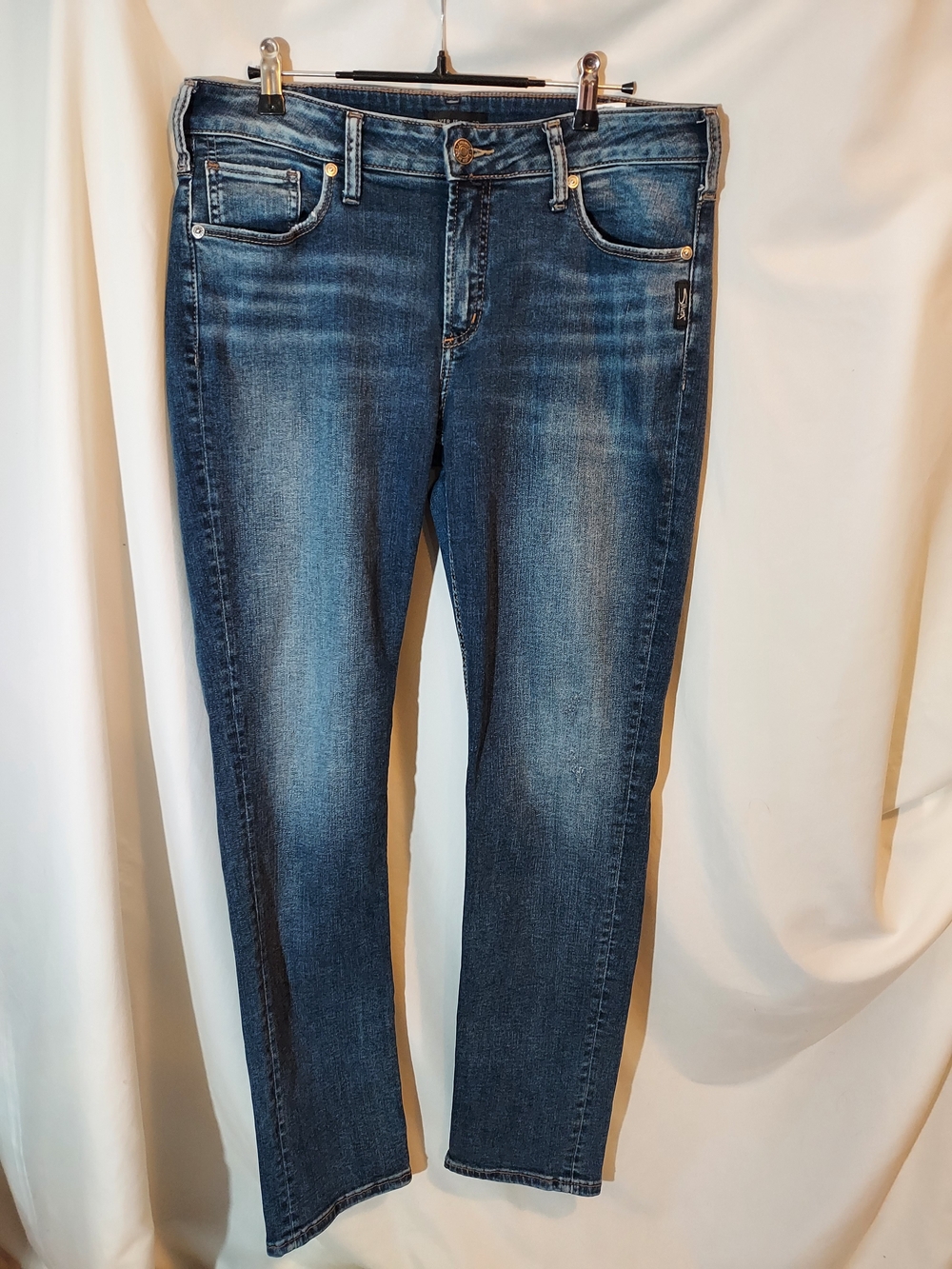 Silver Jeans Co. Mid Rise Straight Leg Curvy Fit Indigo Wash Denim Jeans Size 32